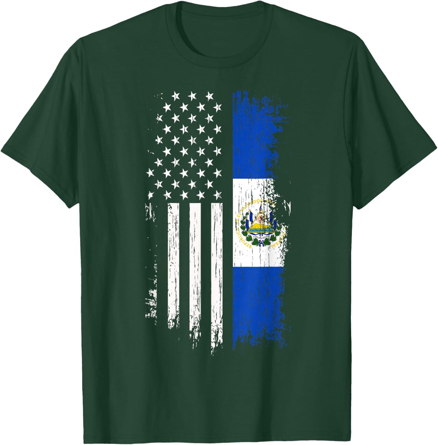 Salvadoran America Flag - El Salvador USA Shirt T-Shirt - T-Shirt | Forest