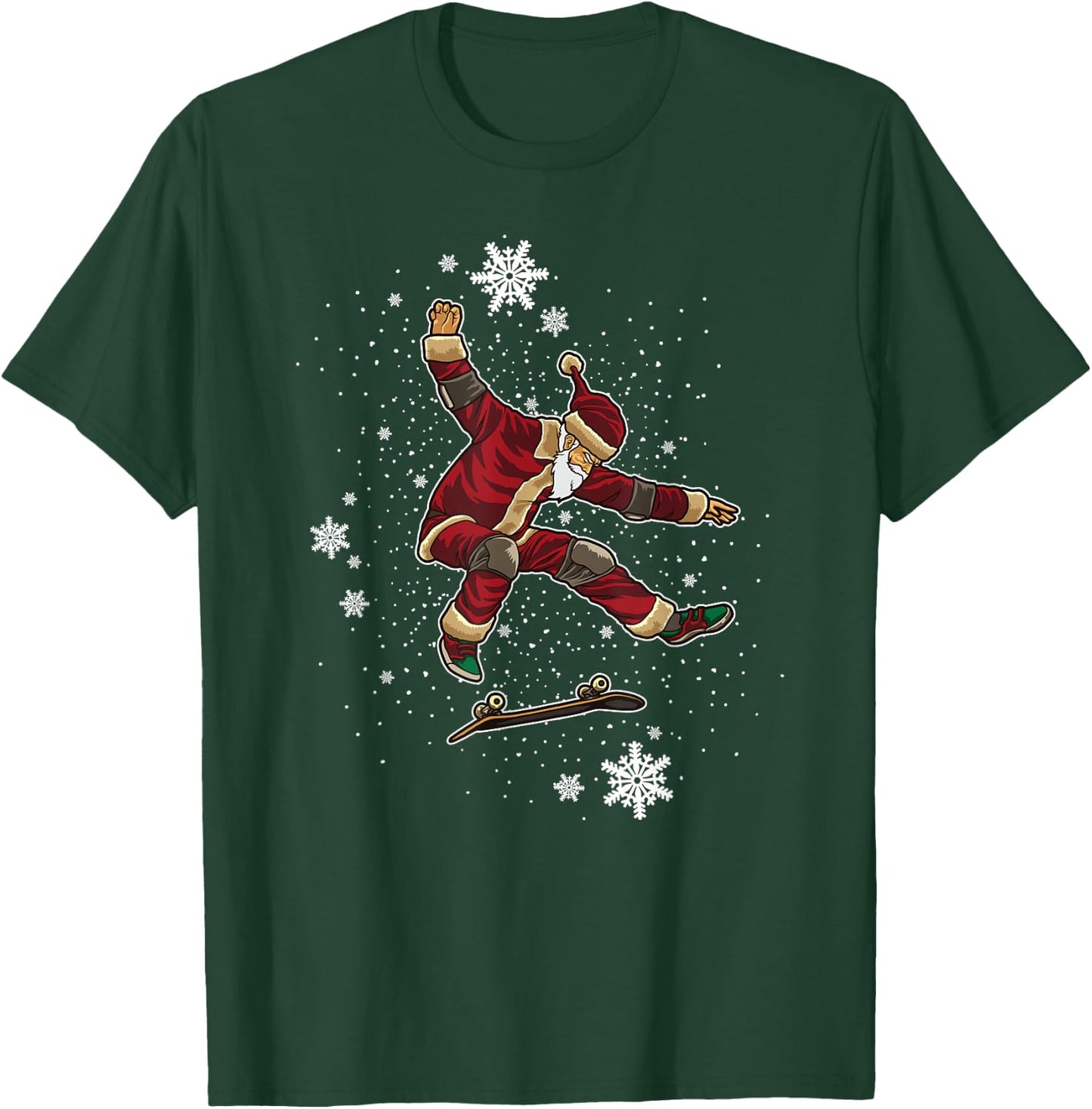 Skating Santa Claus - Skateboard For Xmas - Cool Santa T-Shirt - T-Shirt | Forest