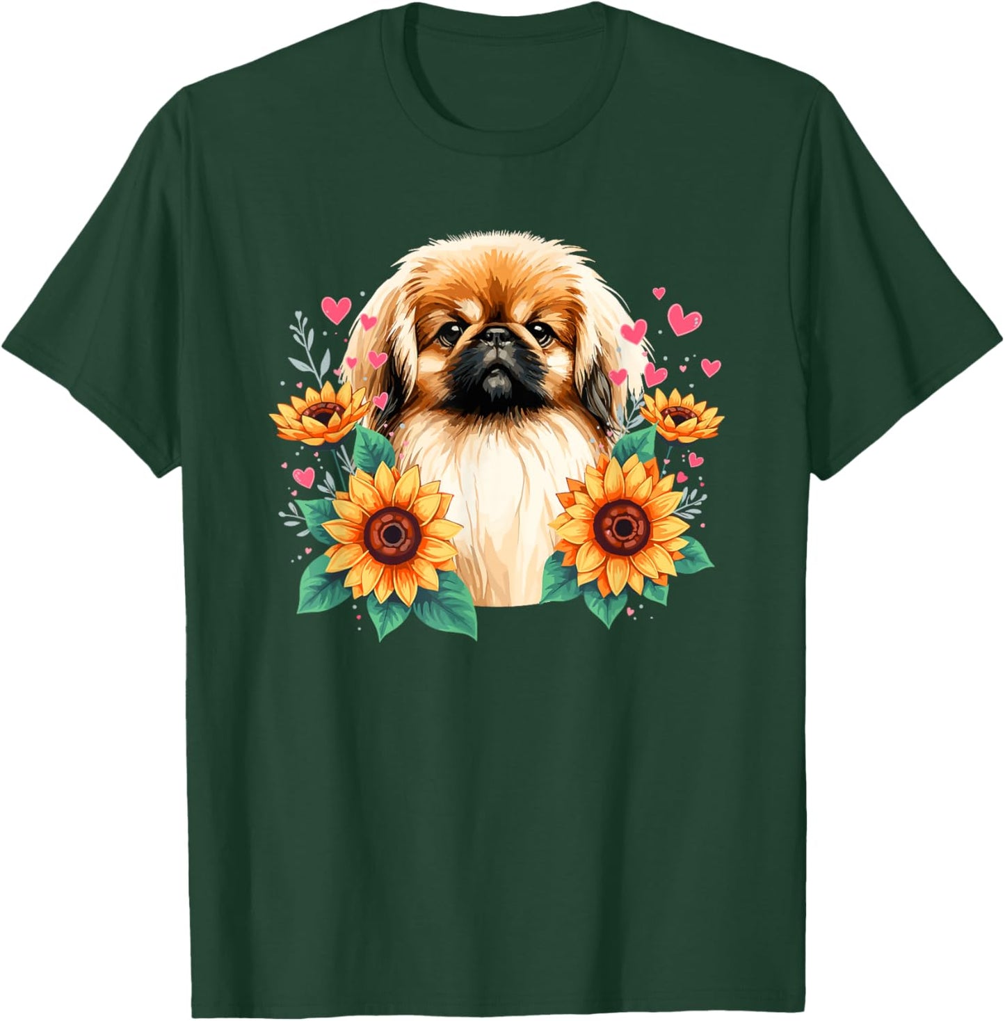 Sunflowers Pekingese Pekingeses T-Shirt - T-Shirt | Forest