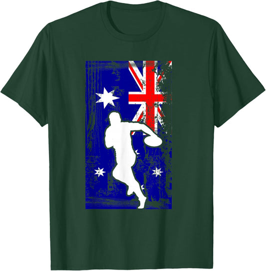 Australian Rules Football Country Flag Silhouette T-Shirt - T-Shirt | Forest