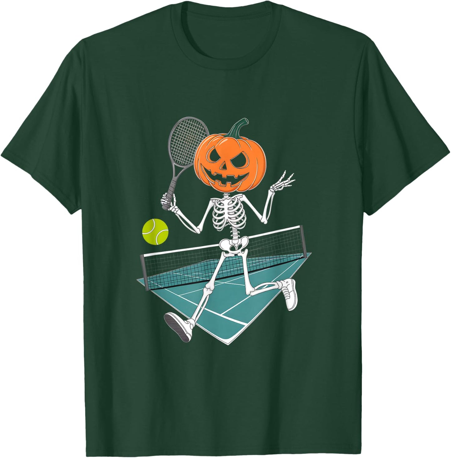 Tennis Pumpkin Jack O LanternFunny Halloween Pun T-Shirt - T-Shirt | Forest