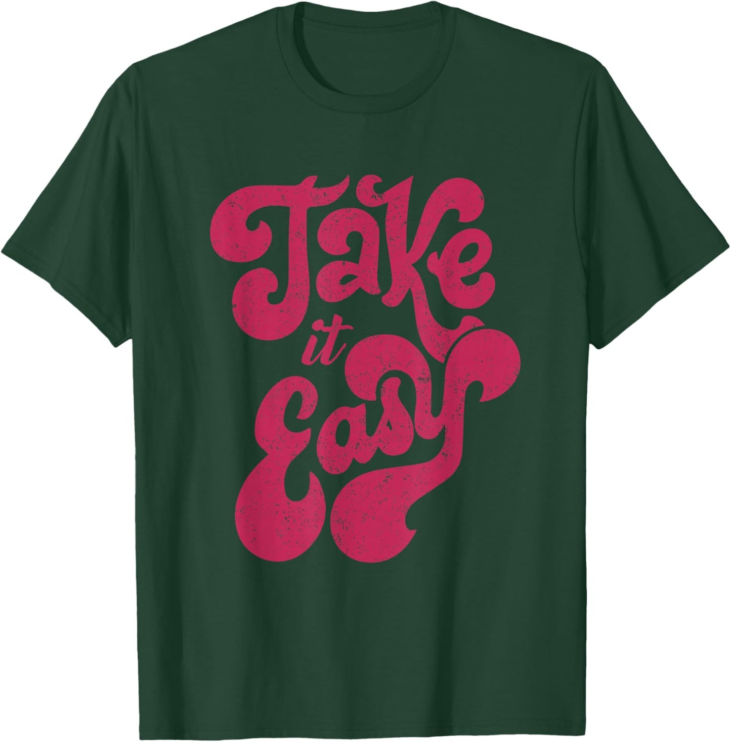 Retro Distressed 70s Take It Easy T-Shirt - T-Shirt | Forest