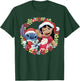 Disney Lilo & Stitch Christmas Hawaiian Flower Wreath T-Shirt - T-Shirt | Forest