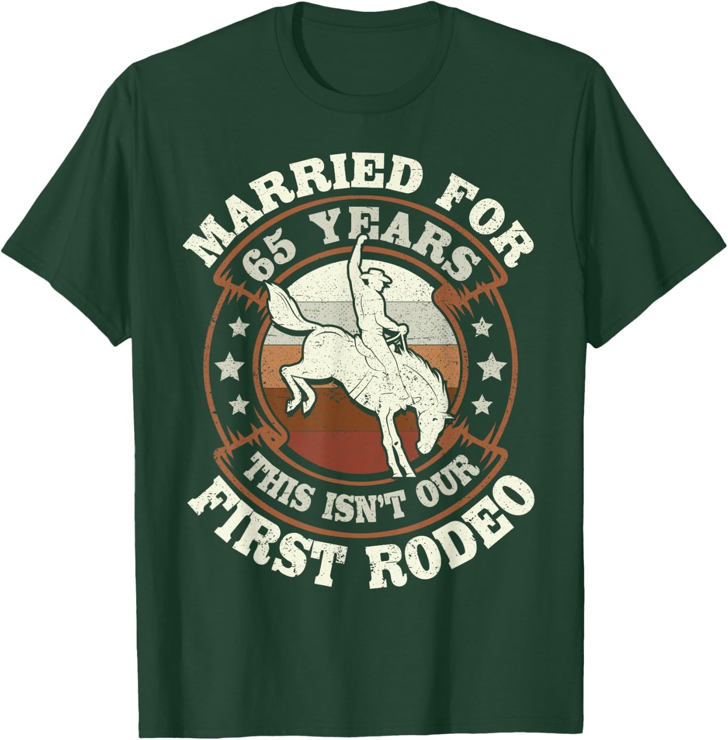65 Years Married Cowboy 65th Wedding Anniversary Rodeo T-Shirt - T-Shirt | Forest