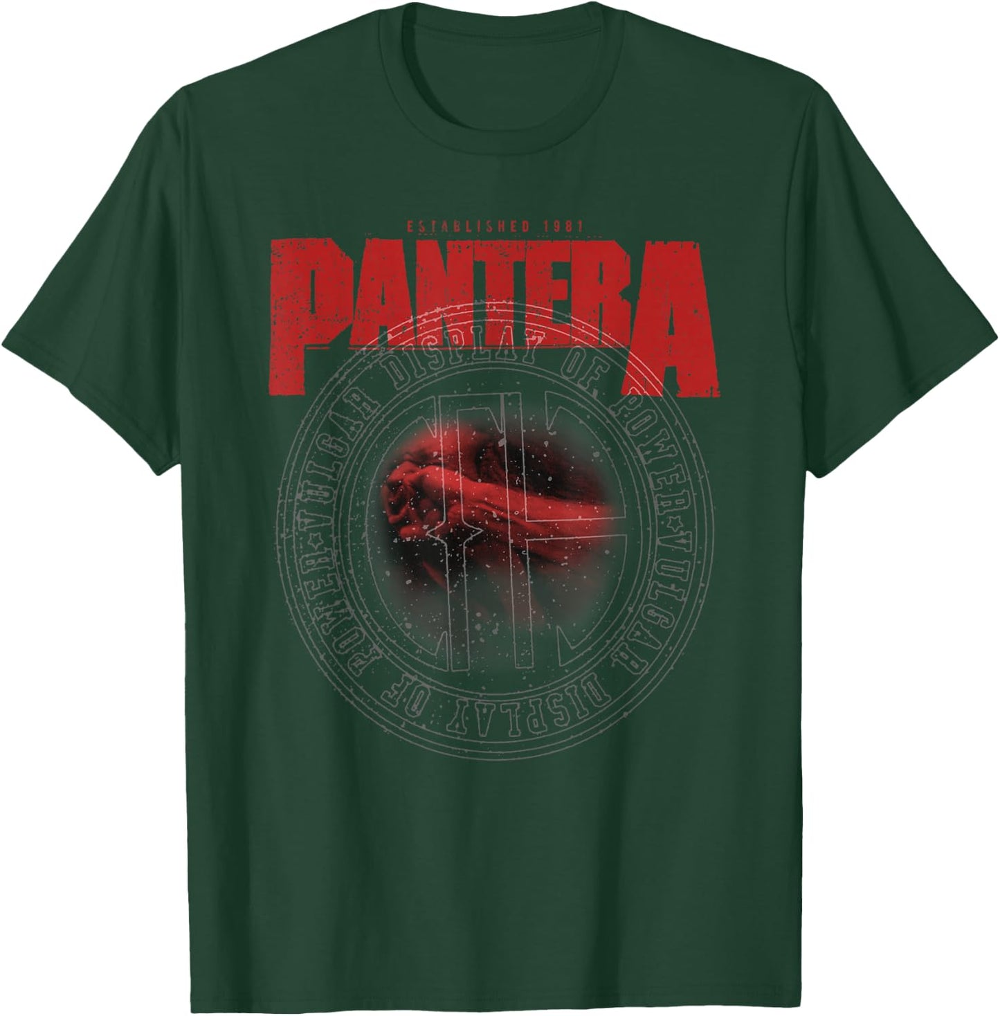 Pantera Official Vulgar Display of Power Circle Black -Adults Classic Fit Short Sleeve T-Shirt - T-Shirt | Forest