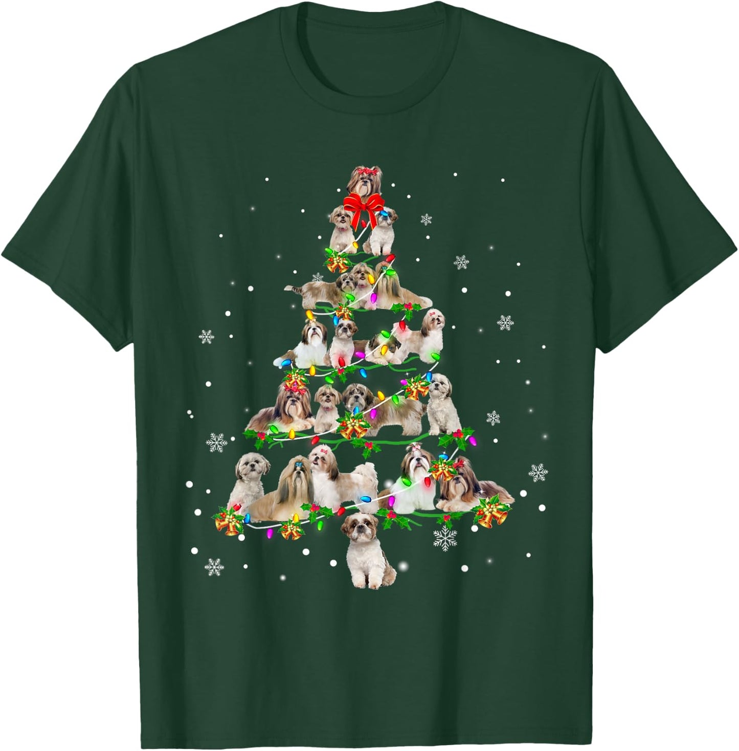Shih Tzu Christmas Tree X-Mas Gift T-Shirt - T-Shirt | Forest