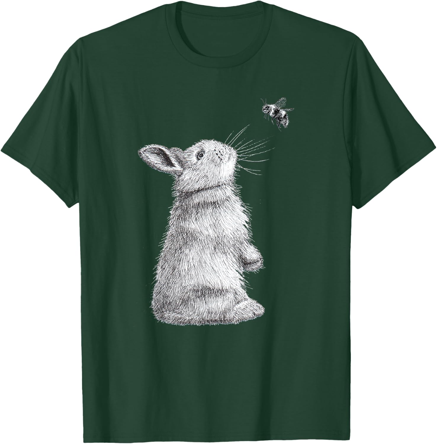 Honey Bunny Illustration Of Rabbit & Bumble Bee T-Shirt - T-Shirt | Forest