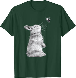 Honey Bunny Illustration Of Rabbit & Bumble Bee T-Shirt - T-Shirt | Forest