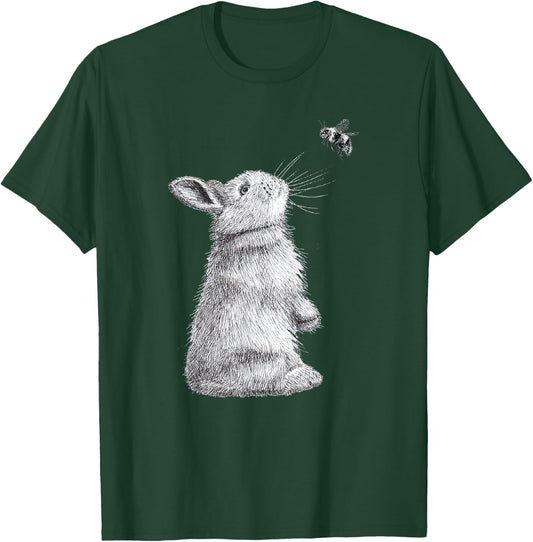 Honey Bunny Illustration Of Rabbit & Bumble Bee T-Shirt - T-Shirt | Forest