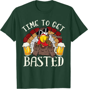 Time To Get Basted Shirt Beer Costume Let's Get Adult Turkey T-Shirt - T-Shirt | Forest