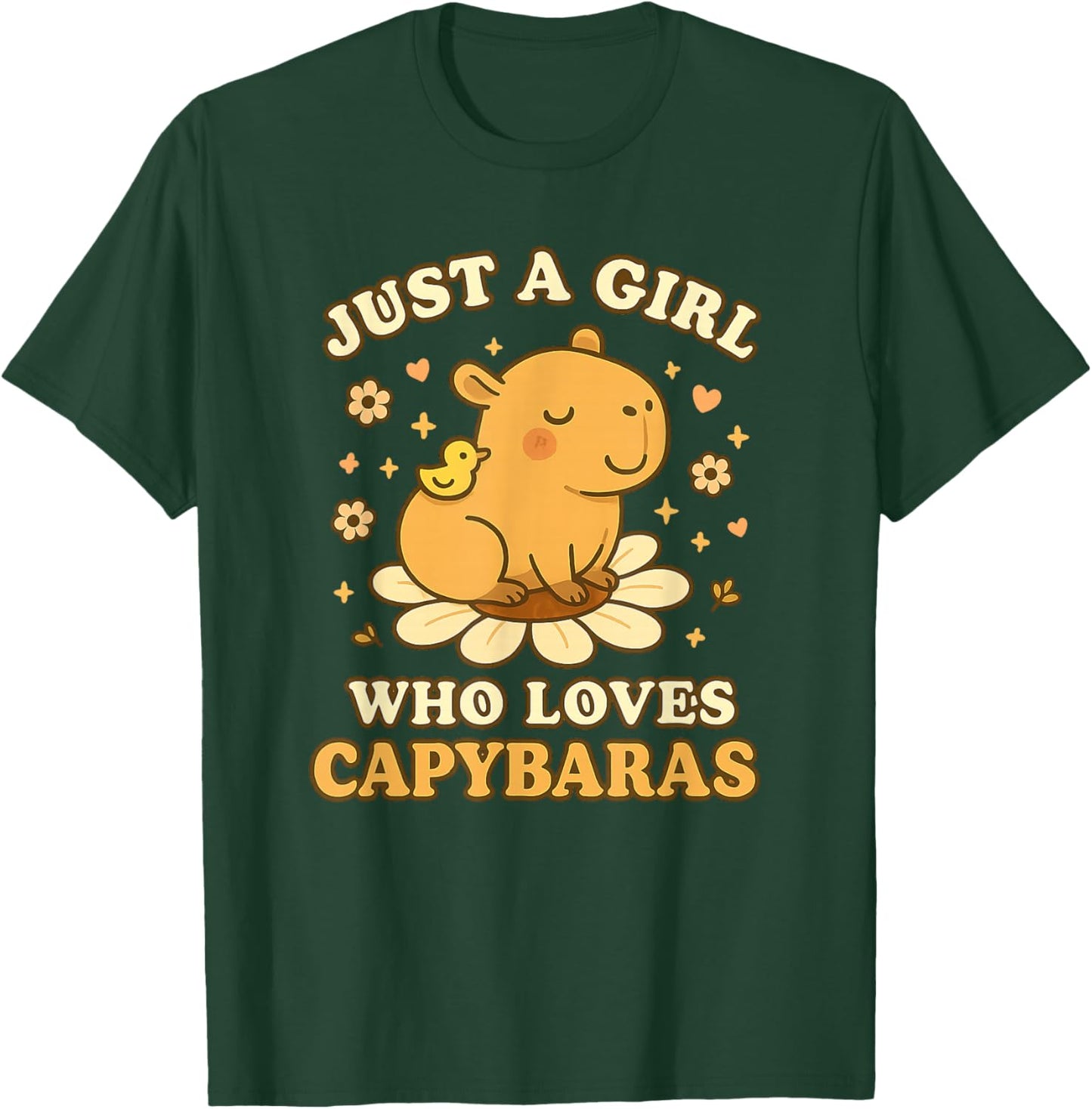 Just A Girl Who Loves Capybaras Cute Kawaii Daisy T-Shirt - T-Shirt | Forest