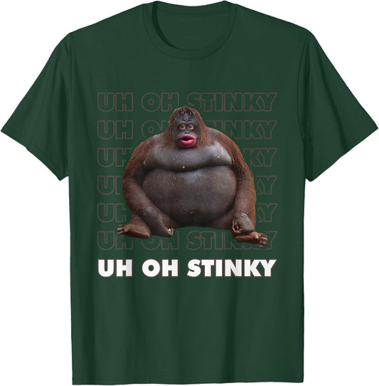 Uh Oh Stinky Poop Meme Funny Monkey T-Shirt - T-Shirt | Forest