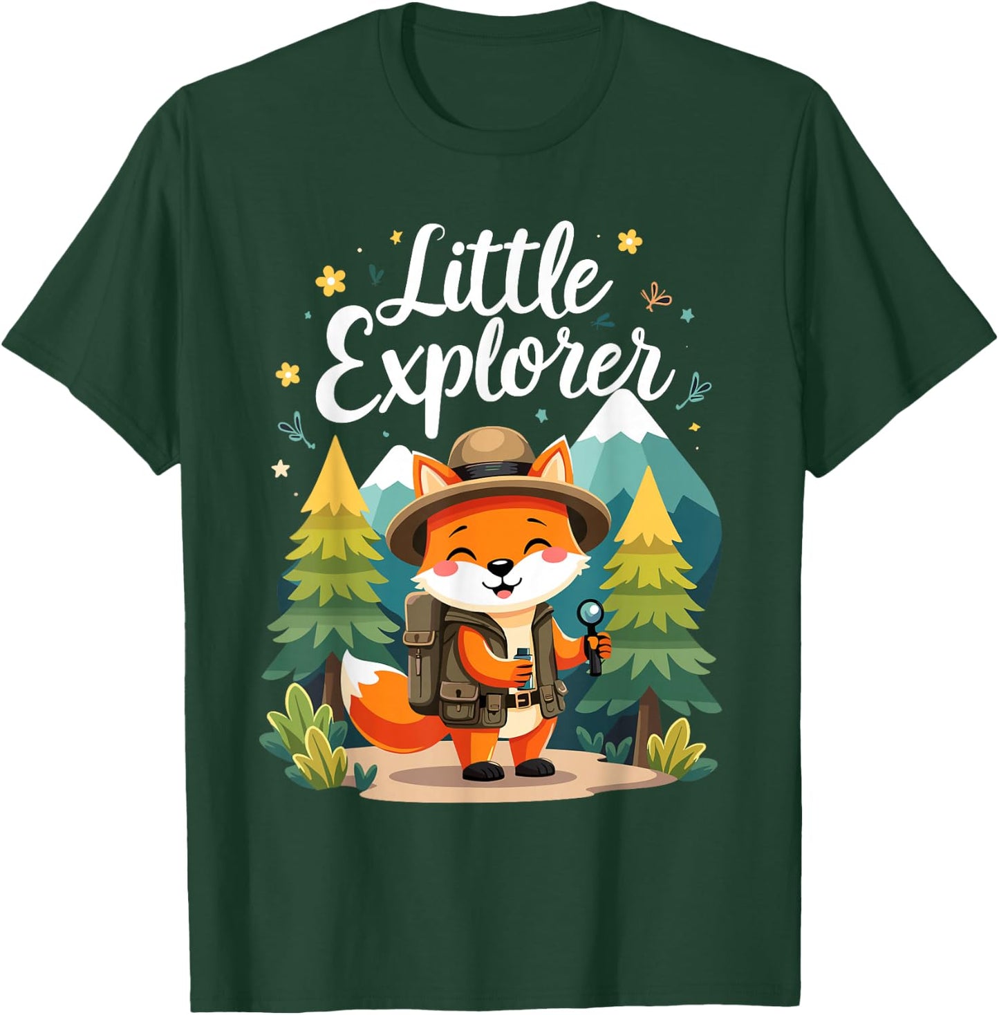 Little Explorer, Cute Fox Camping Hiking Children T-Shirt - T-Shirt | Forest
