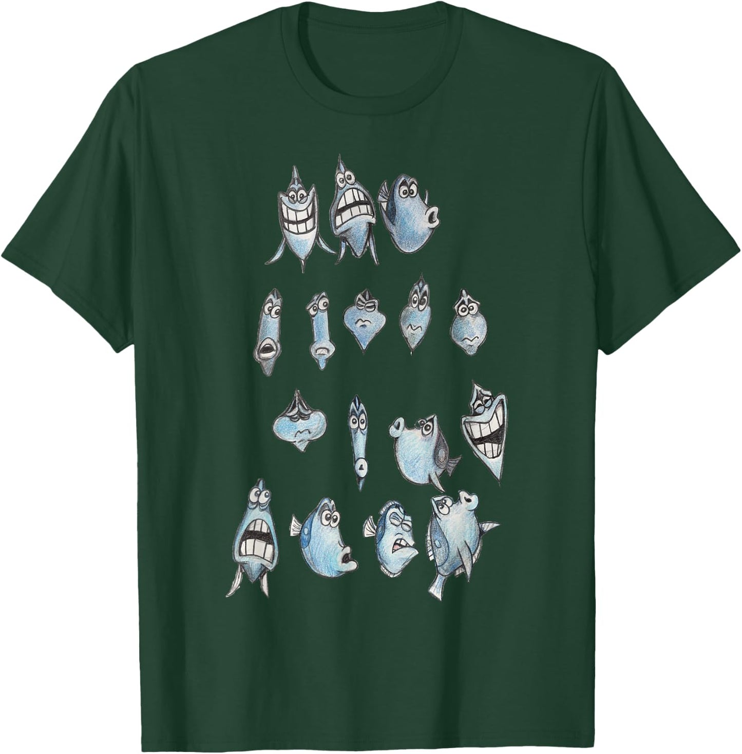 Disney Pixar Finding Nemo Dory Many Faces Silly Sketches T-Shirt - T-Shirt | Forest