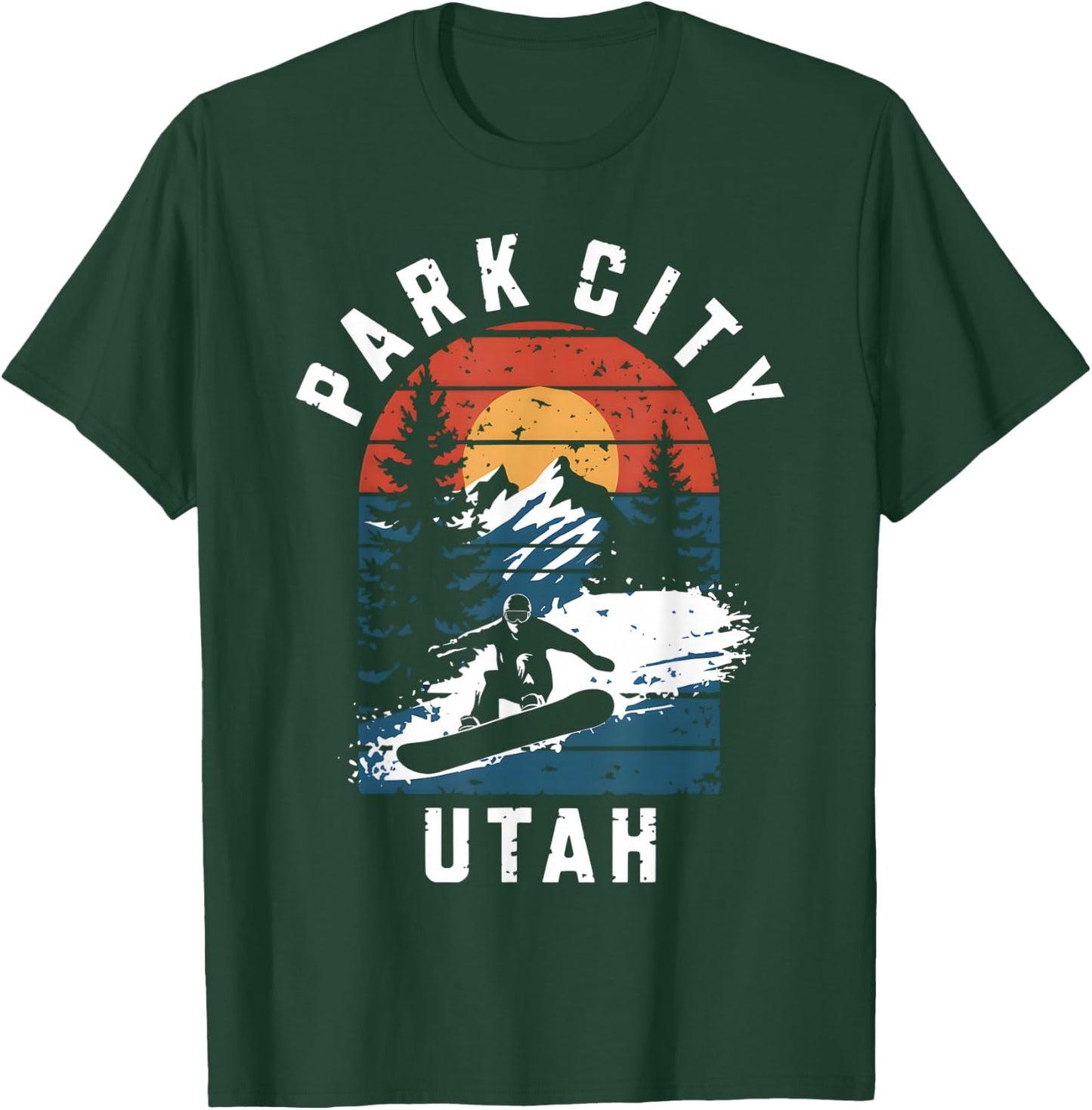 Park City Utah Snowboard Vintage Snowboarding Mountain T-Shirt - T-Shirt | Forest