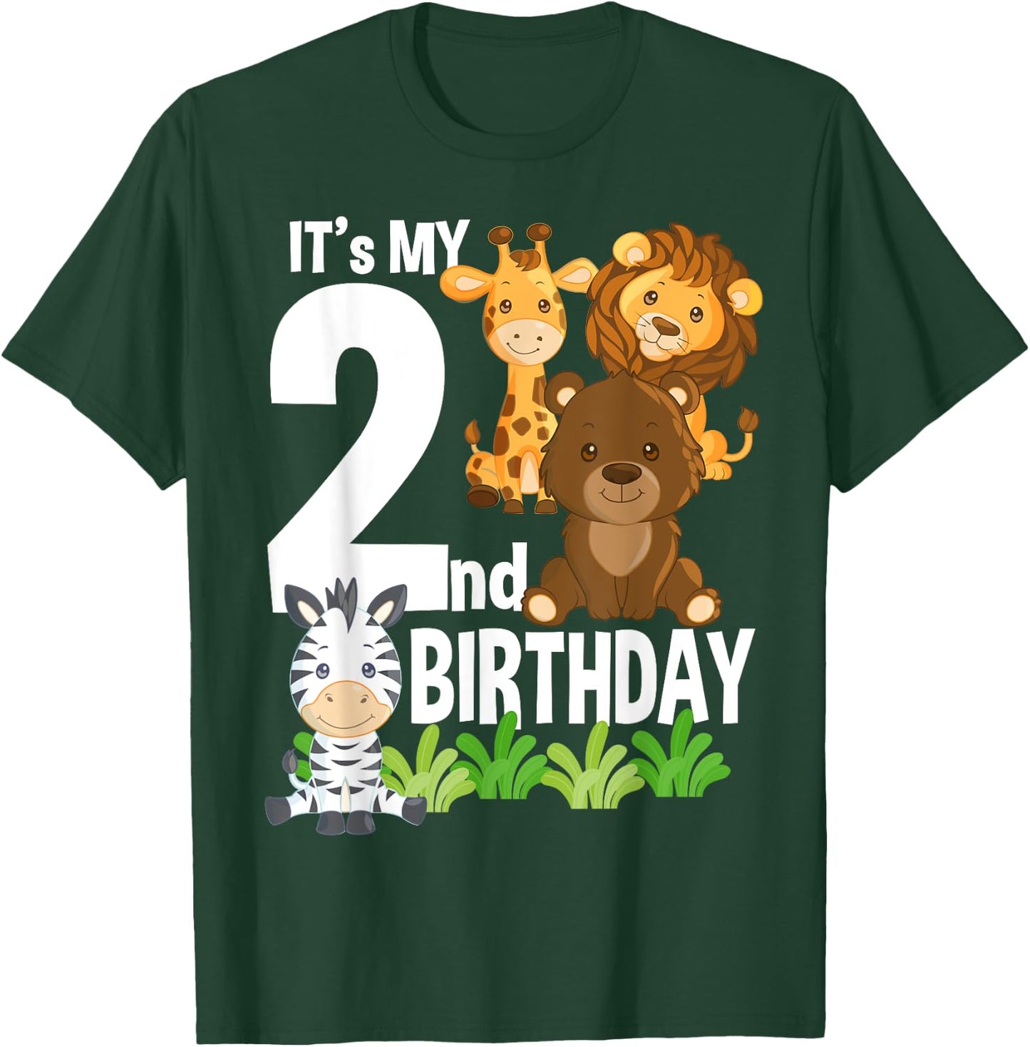 It's My 2nd Birthday Zoo Theme Birthday Safari Jungle Animal T-Shirt - T-Shirt | Forest