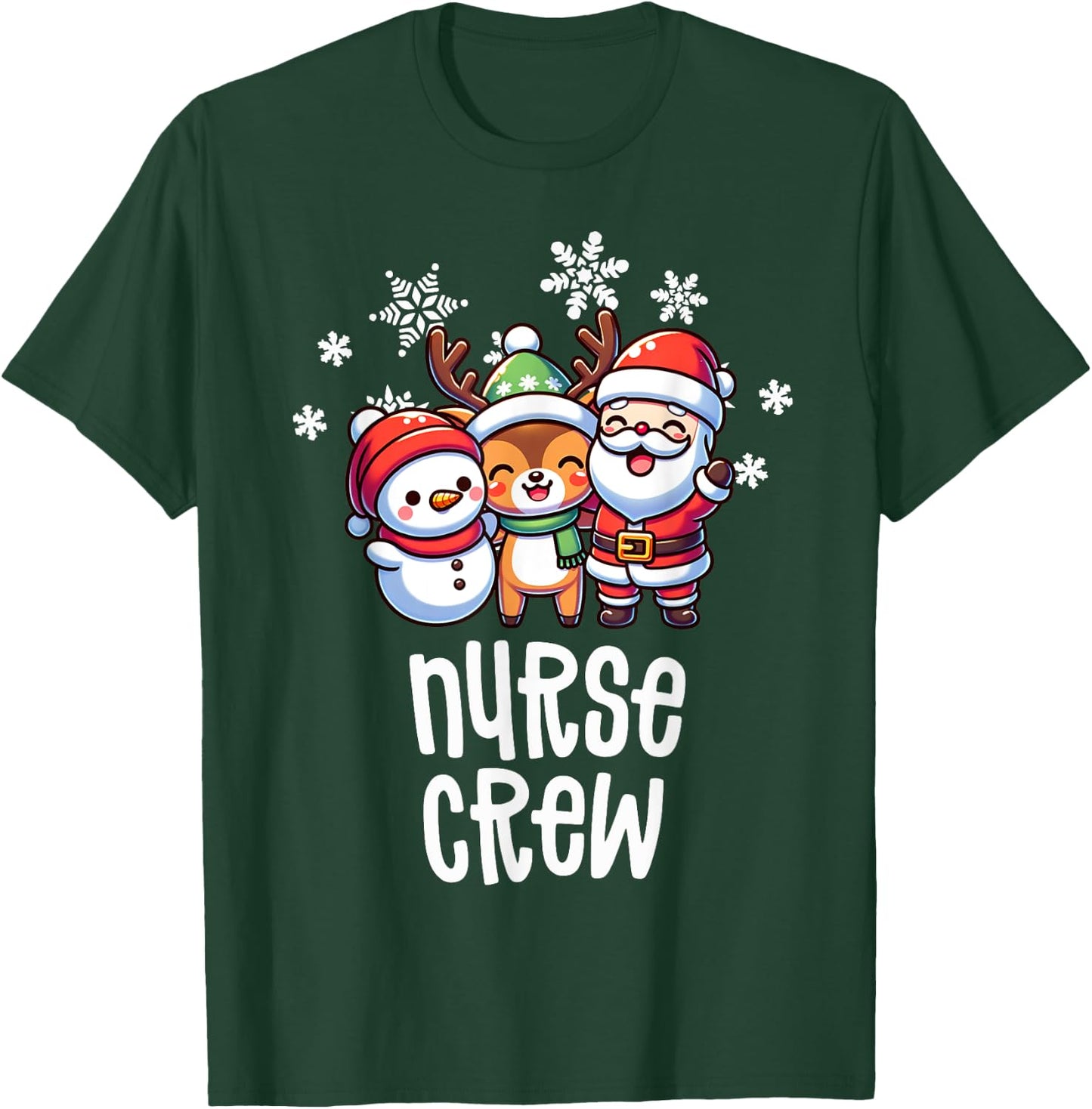 Christmas Nurse Crew Santa Snowman Holiday RN NICU PICU T-Shirt - T-Shirt | Forest