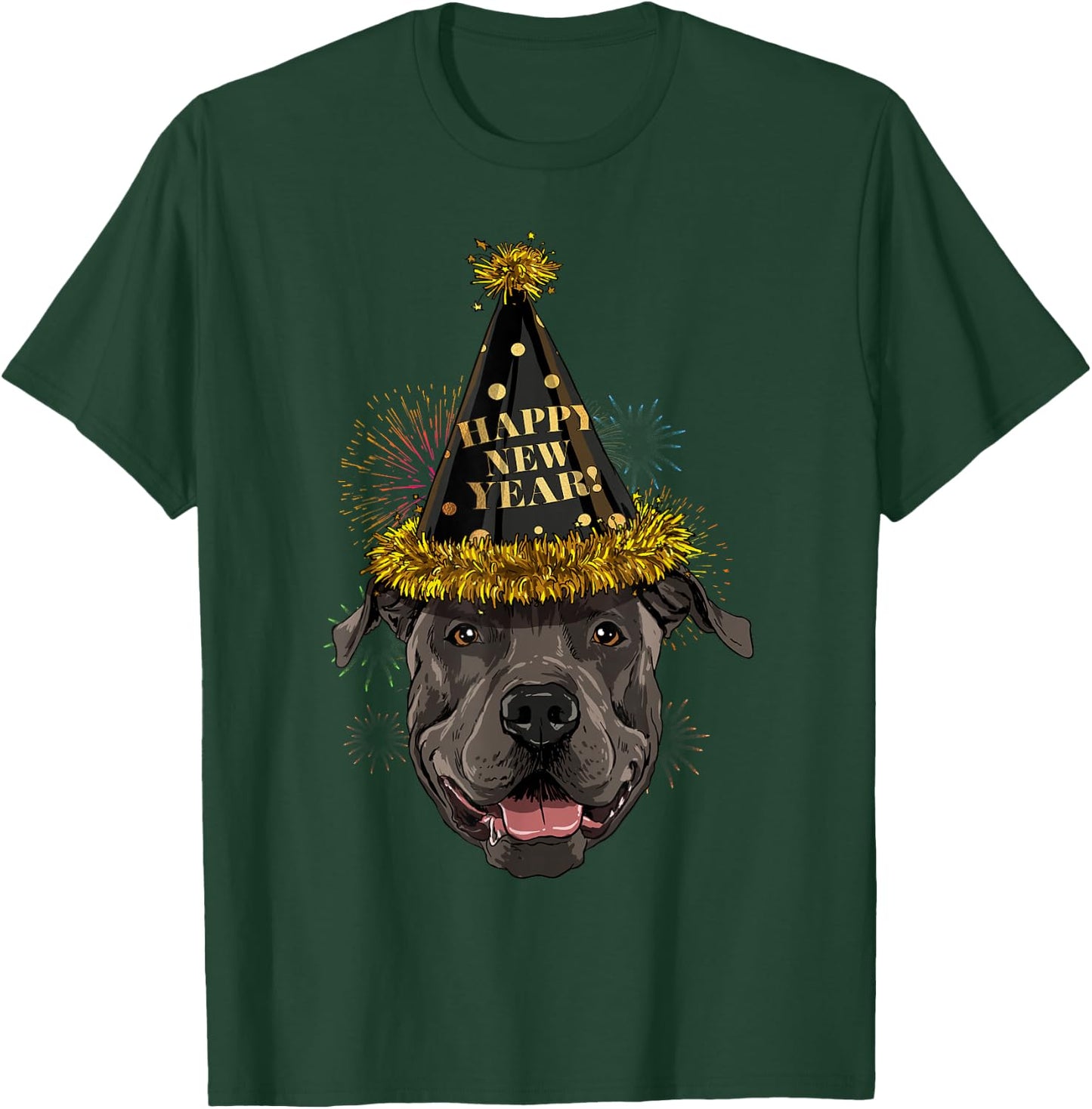Pit Bull Happy New Year 2021 Dog New Years Eve Party T-Shirt - T-Shirt | Forest