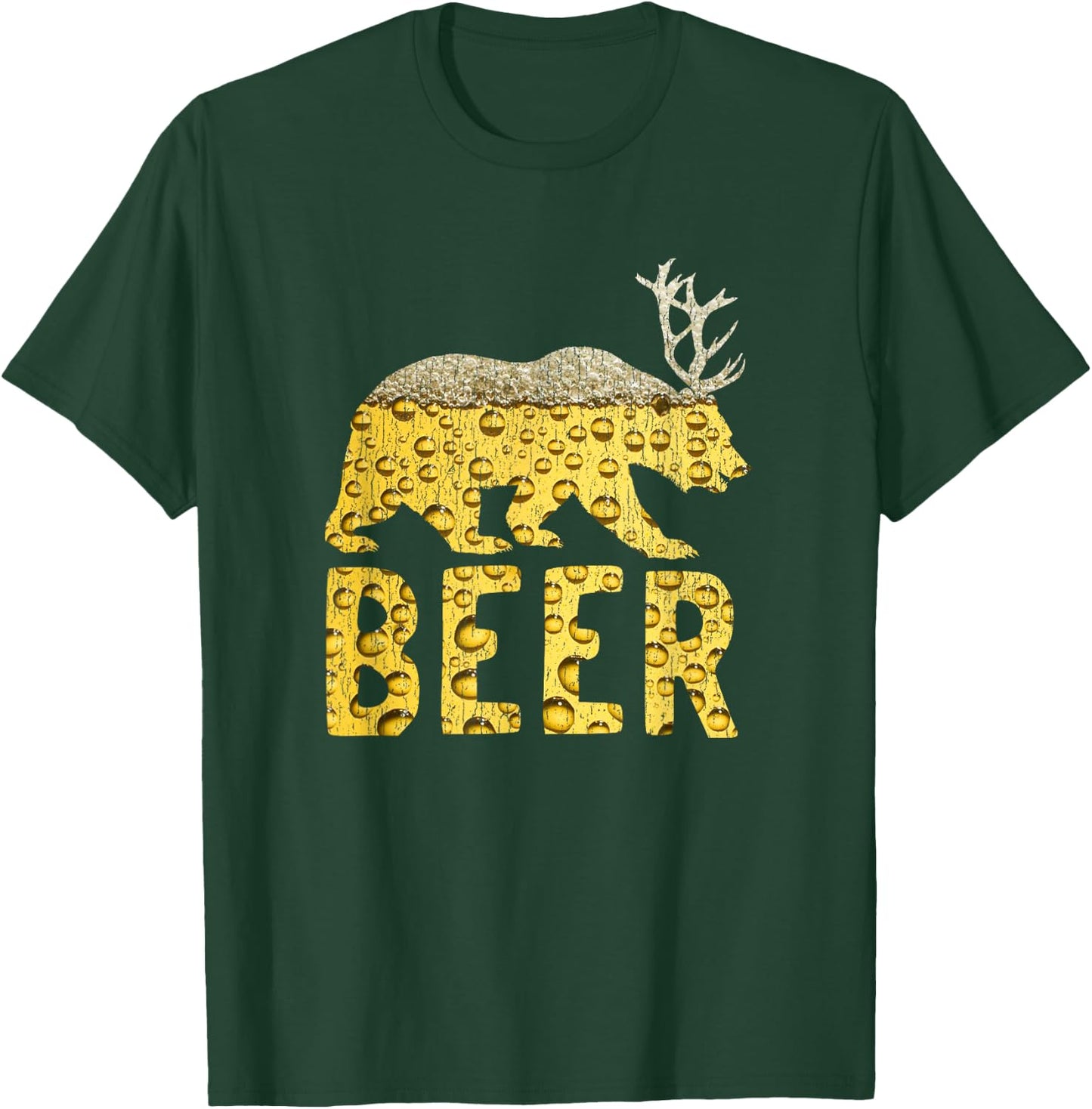 Beer Bubbles Bear+Deer=Beer Bear Antlers T-Shirt - T-Shirt | Forest