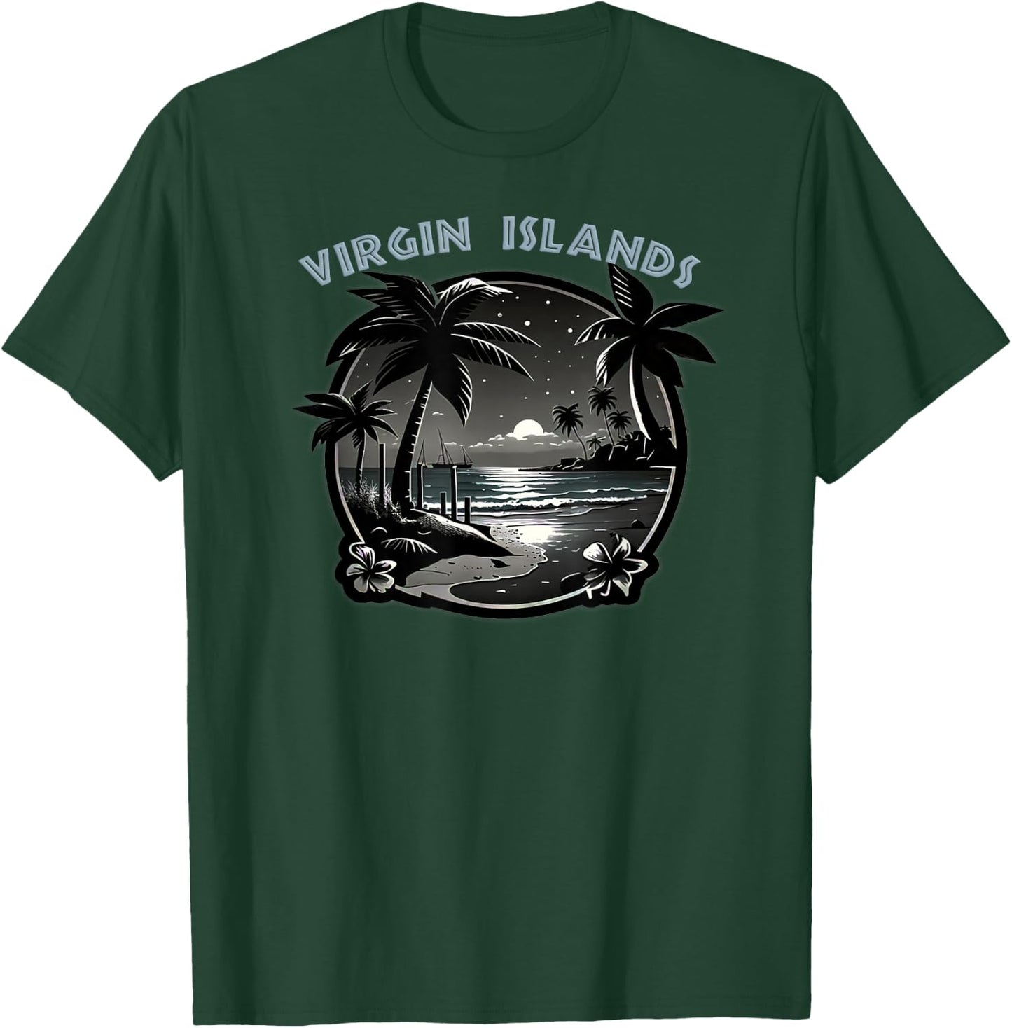 Virgin Islands Palms Caribbean Deck Chair Hammock Souvenir T-Shirt - T-Shirt | Forest