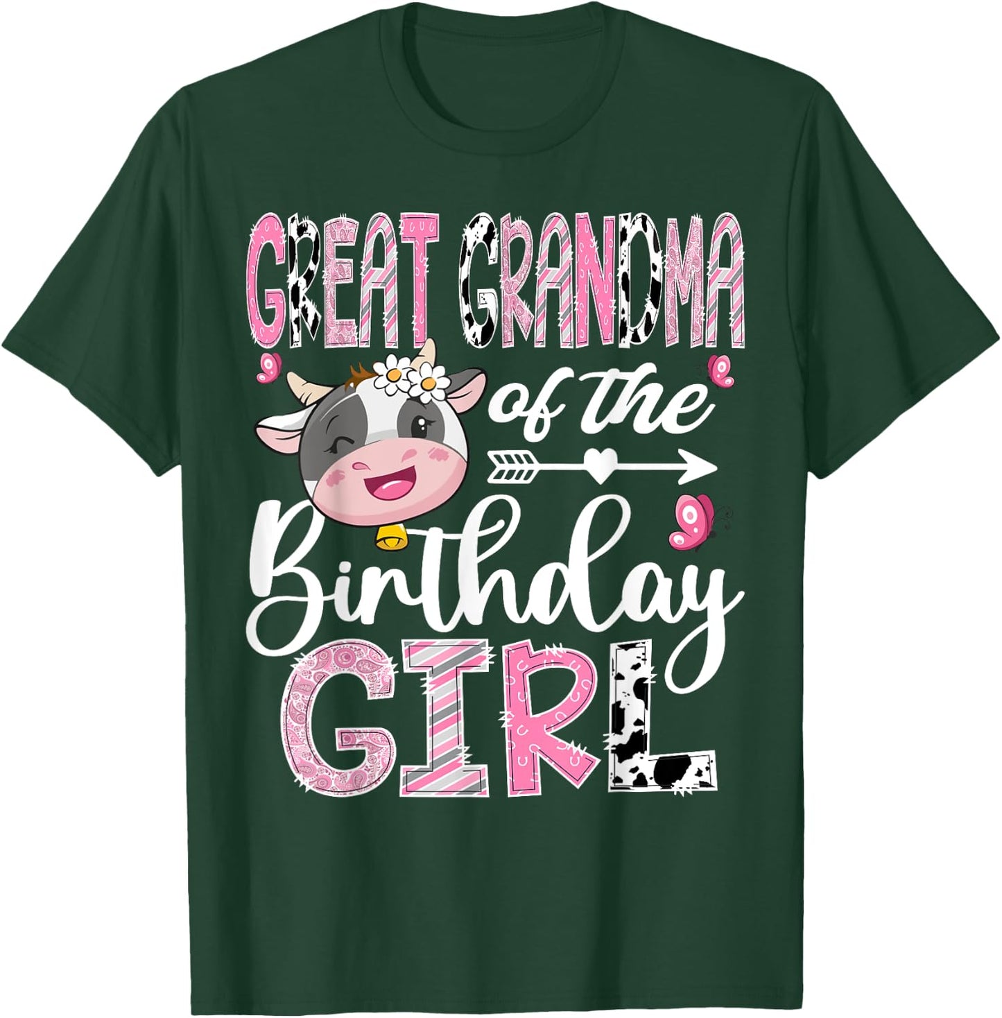 Great Grandma Of The Birthday Girl Farm Cow 1St Birthday T-Shirt - T-Shirt | Forest