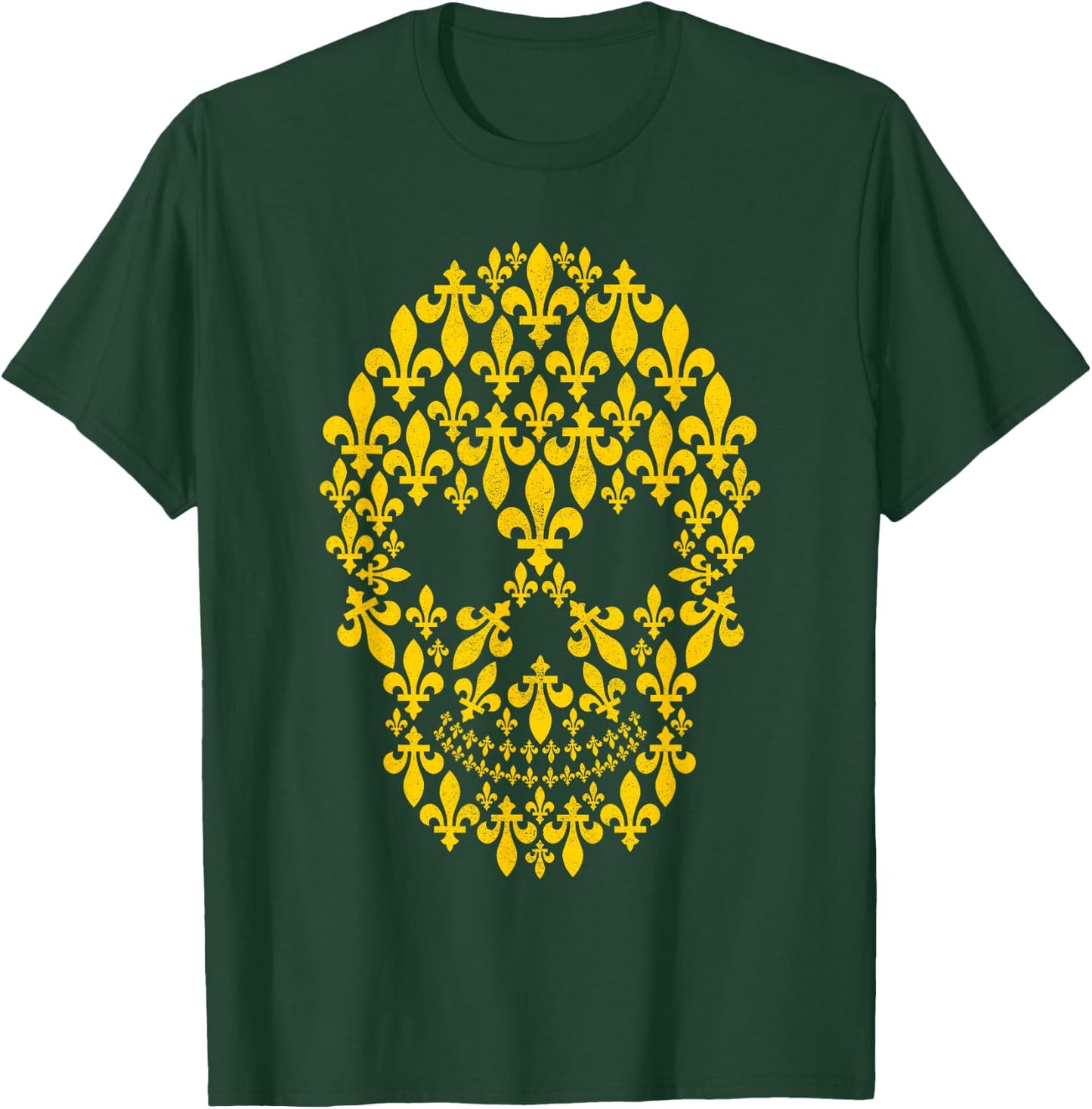 New Orleans Fleur de lis Skull Grunge Gold T-Shirt - T-Shirt | Forest