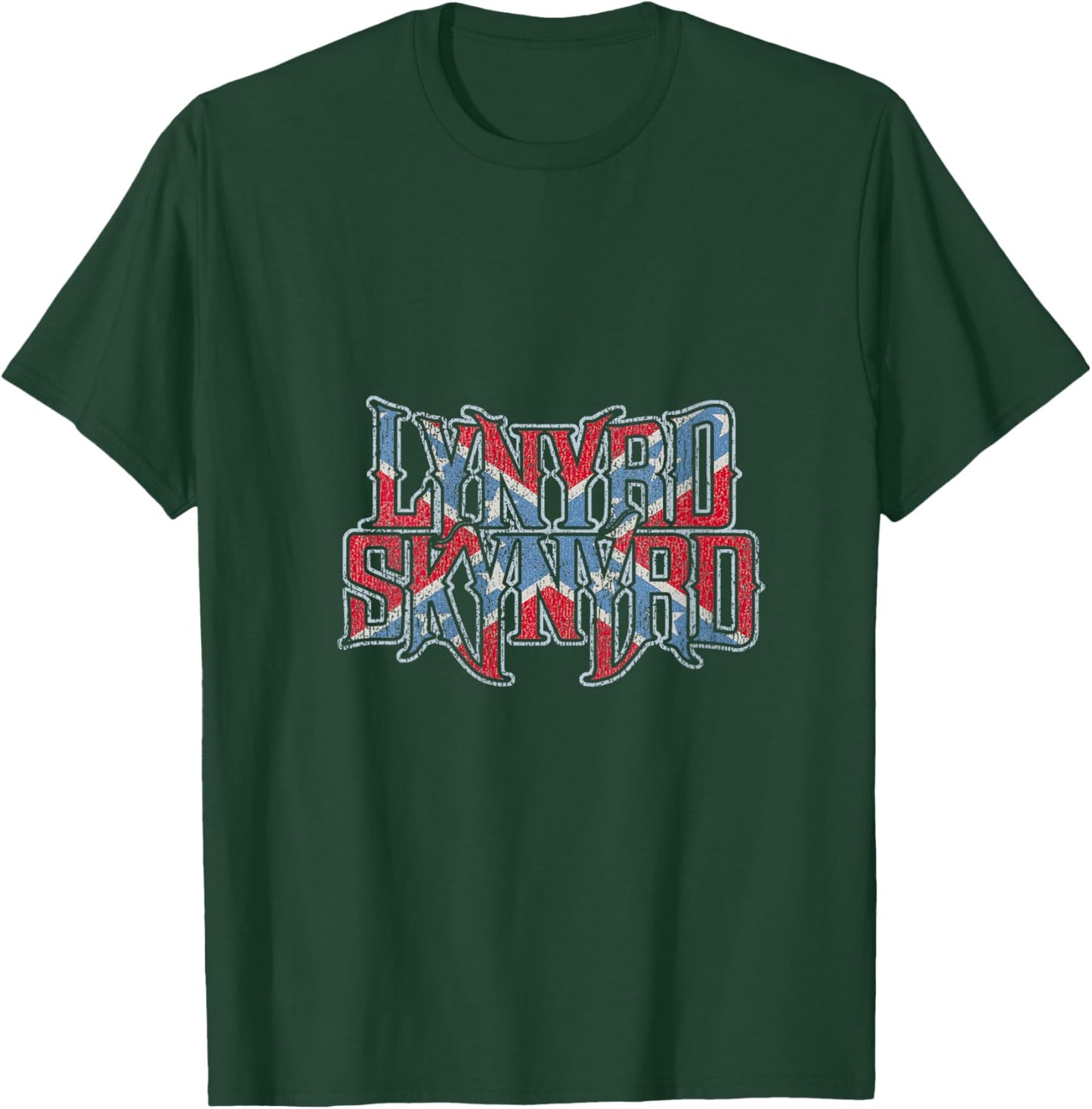 Lynyrd Skynyrd Vintage Logo Rock Biker US Flag Southern V-Neck T-Shirt - T-Shirt | Forest