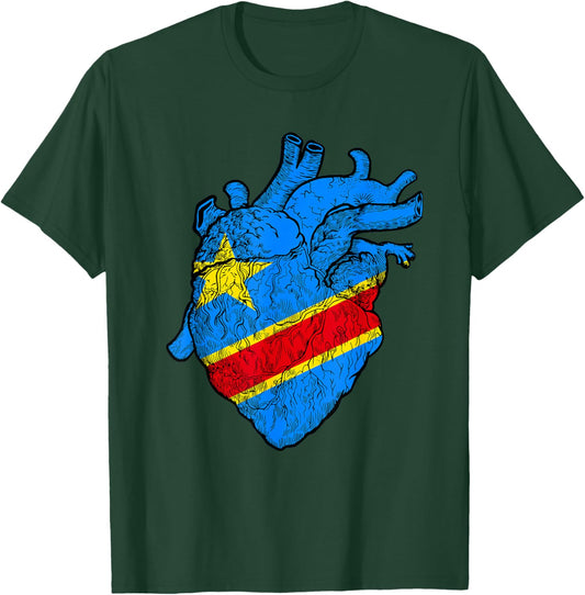 Congolese Flag Heart Congolese Roots Republic Of Congo T-Shirt - T-Shirt | Forest