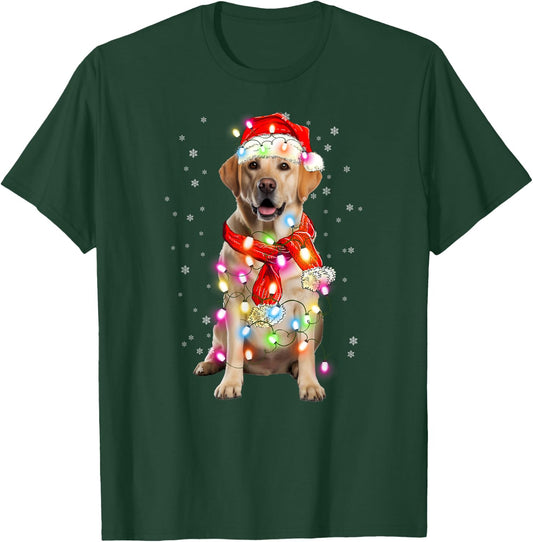 Labrador Retriever Dog Santa Clause Hat Xmas Christmas T-Shirt - T-Shirt | Forest