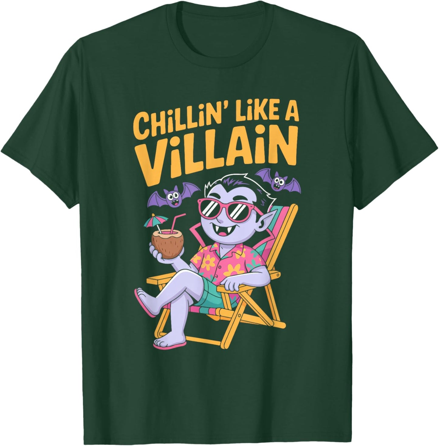 Chillin' Like A Villain Summerween Halloween Fun T-Shirt - T-Shirt | Forest