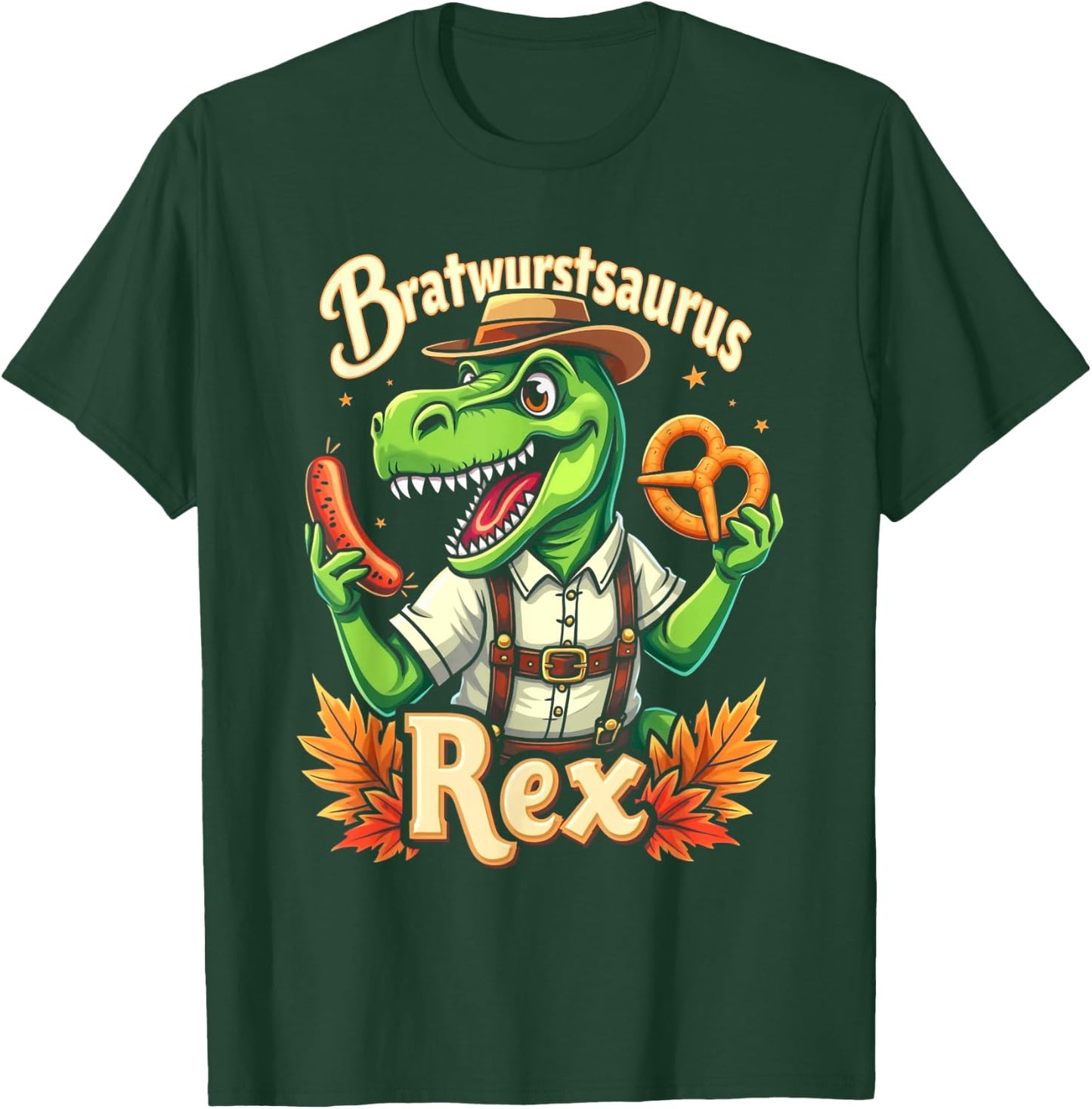 Funny Oktoberfest Dinosaur Lederhosen T-Rex Kids T-Shirt - T-Shirt | Forest