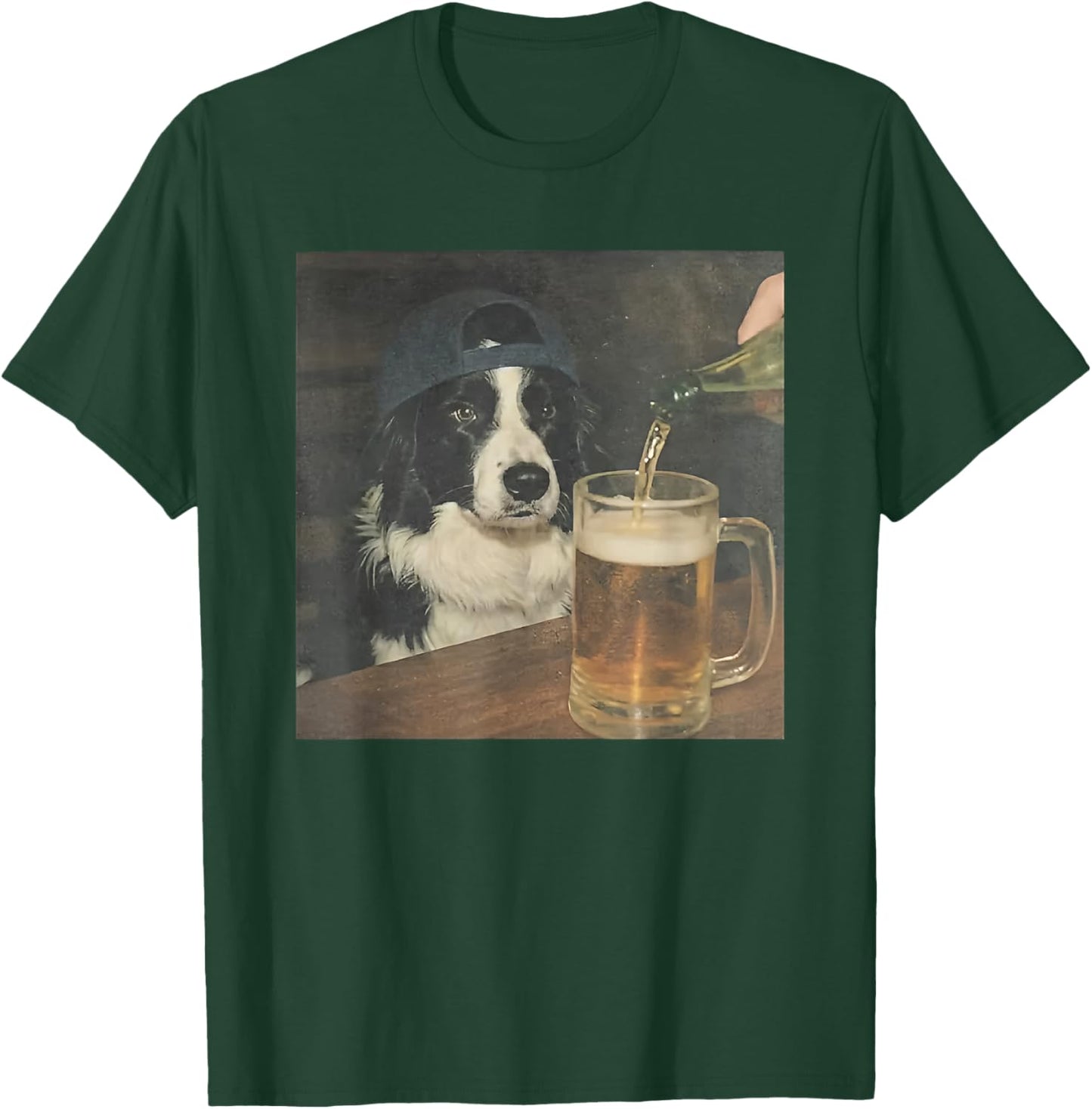 Border Collie Drinking Beer T-Shirt - T-Shirt | Forest