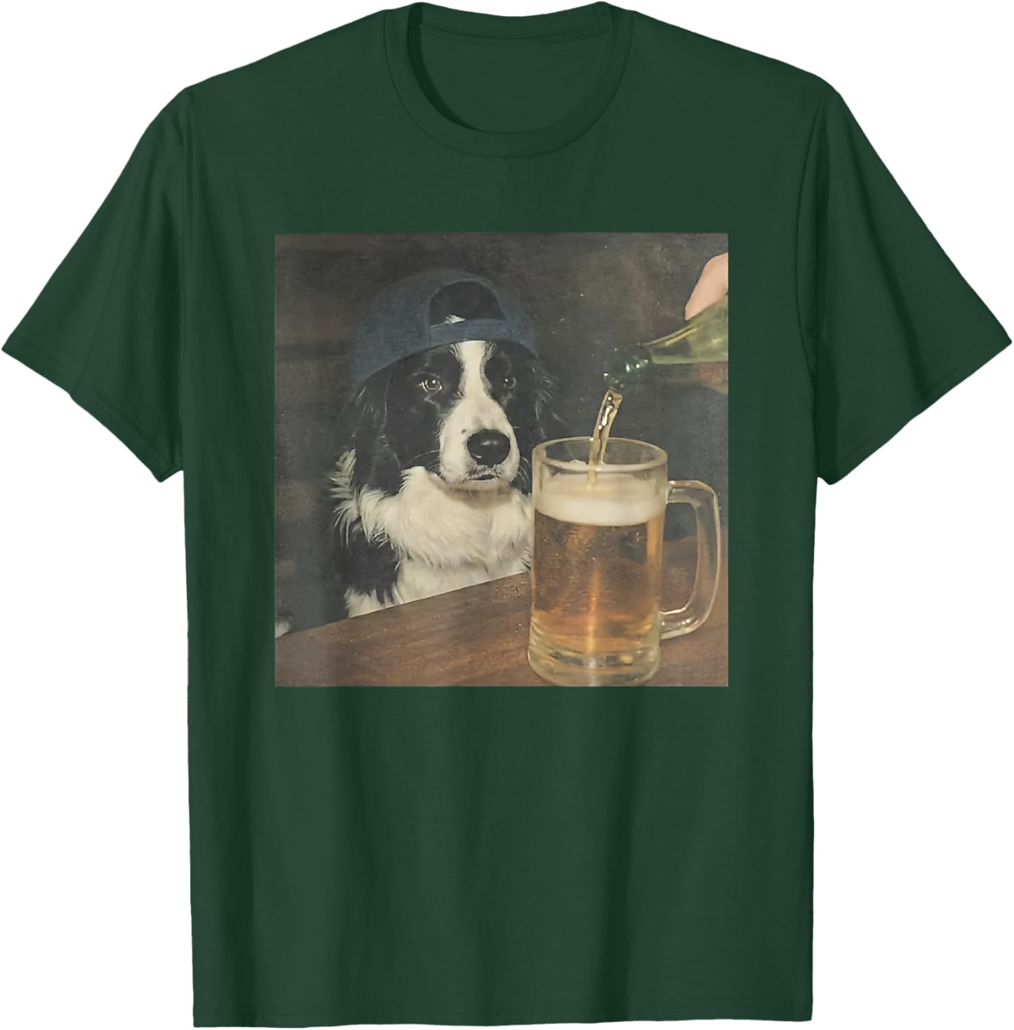 Border Collie Drinking Beer T-Shirt - T-Shirt | Forest
