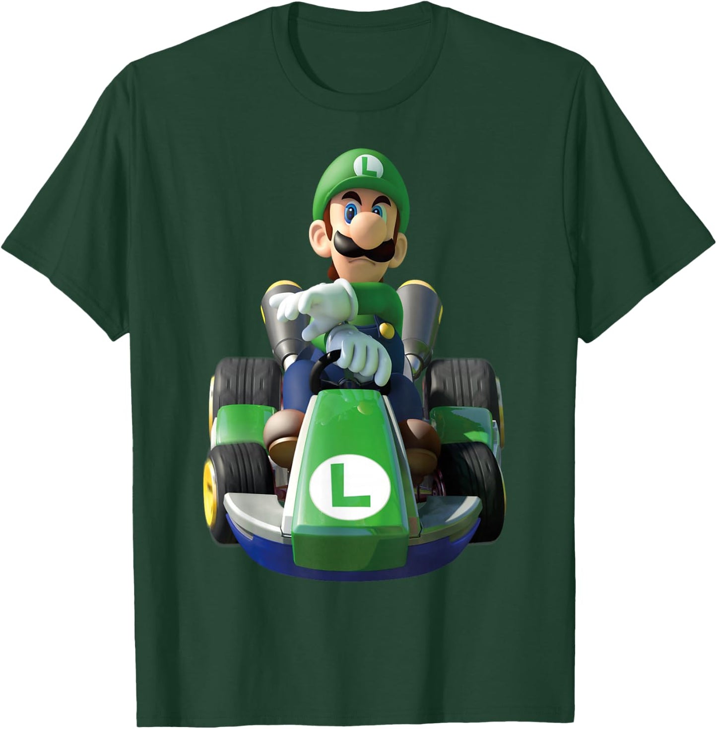 Nintendo Mario Kart Luigi Driving Fast Graphic T-Shirt - T-Shirt | Forest