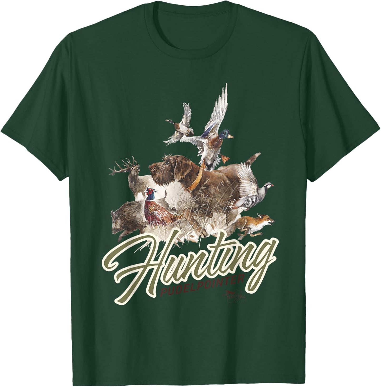 Pudelpointer Hunting Dog Men Women Girls Kids T-Shirt - T-Shirt | Forest