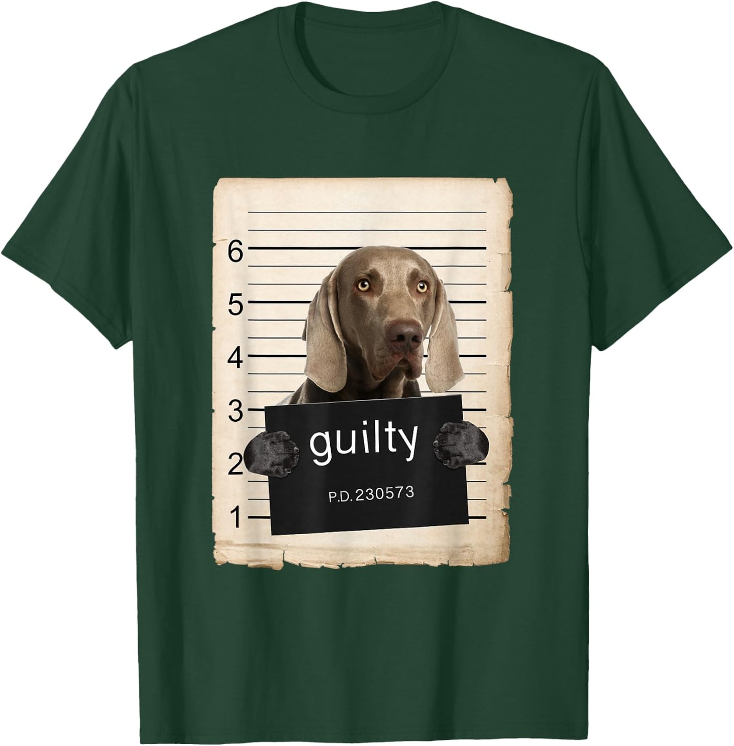 Weimaraner Dog Mug Shot Bad Dog T-Shirt - T-Shirt | Forest