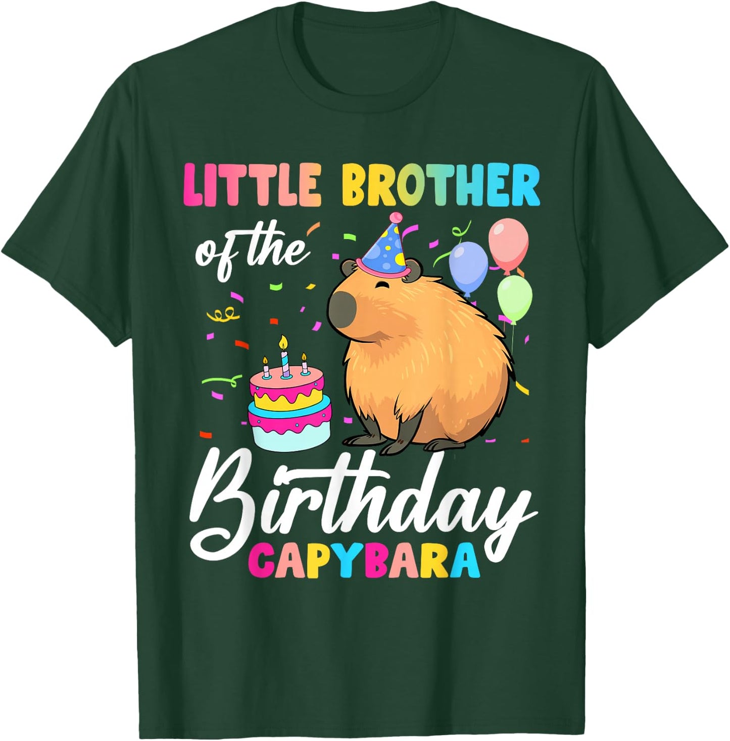 Little Brother Of The Birthday Capybara Girl Bday Party T-Shirt - T-Shirt | Forest
