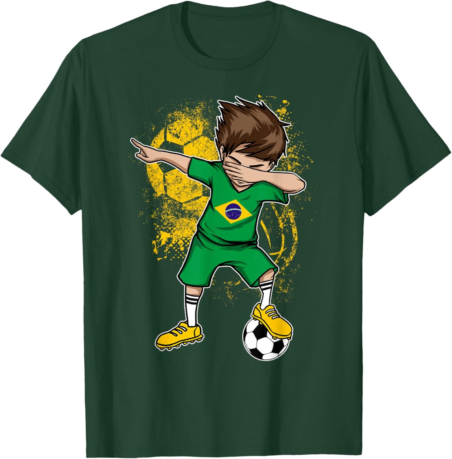 Dabbing Boy Brazil Soccer Shirt Jersey Brasil Football T-Shirt - T-Shirt | Forest