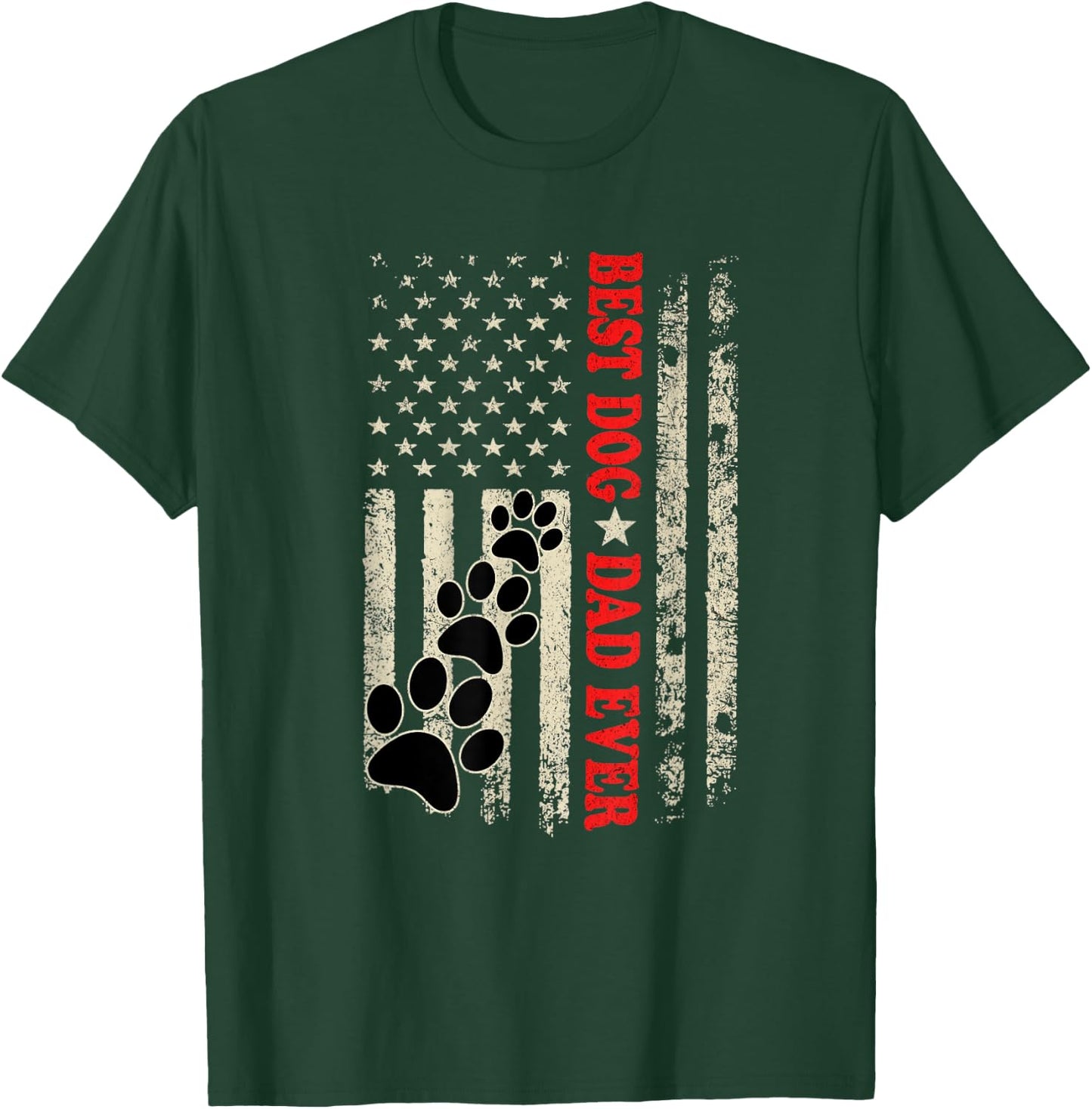 Funny Dad Fathers Day Dog Dad USA Flag T-Shirt - T-Shirt | Forest