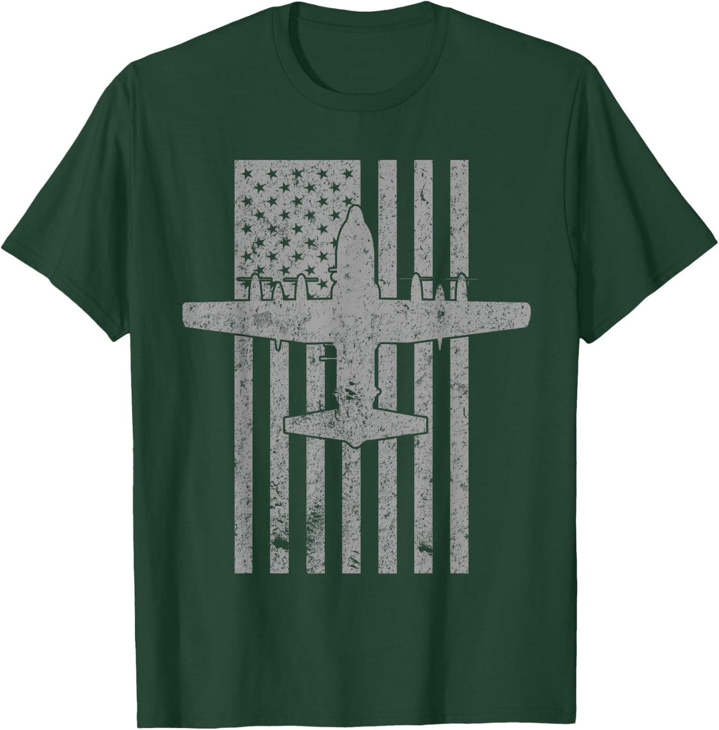 AC-130 Spectre Spooky Gunship Airplane Vintage Flag T-Shirt - T-Shirt | Forest