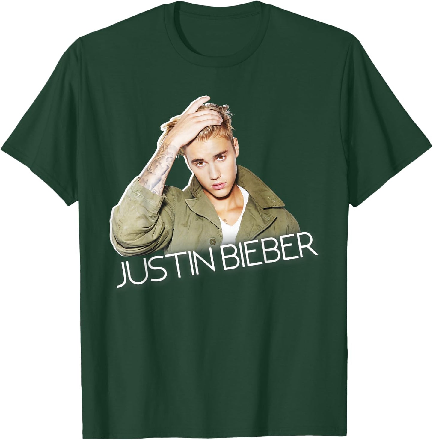 Justin Bieber Official Cut Out Jacket Small T-Shirt - T-Shirt | Forest
