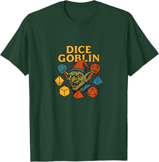 Dice Goblin Illustration Funny fantasy TTRPG design T-Shirt - T-Shirt | Forest