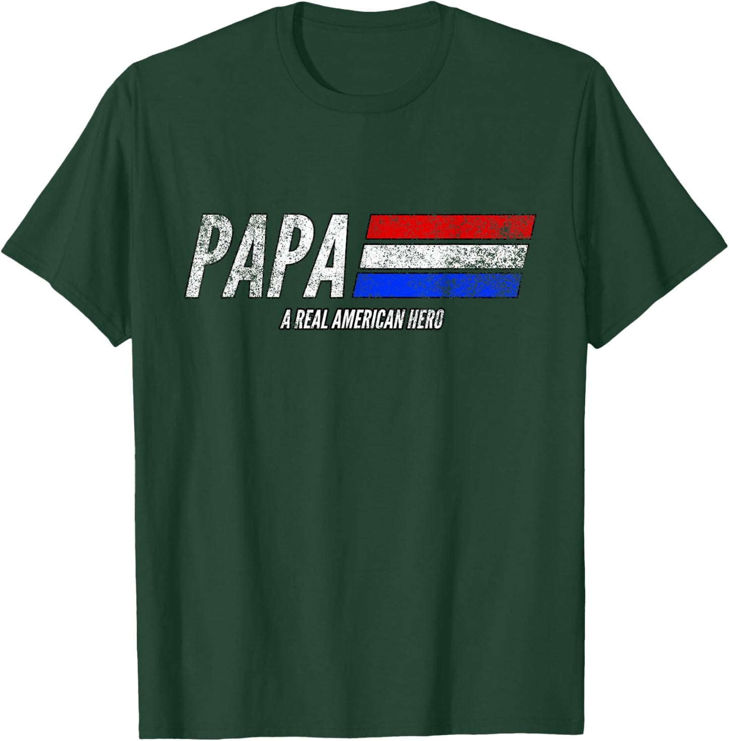 Vintage Papa A Real American Hero Distressed American Flag Men T-Shirt - T-Shirt | Forest
