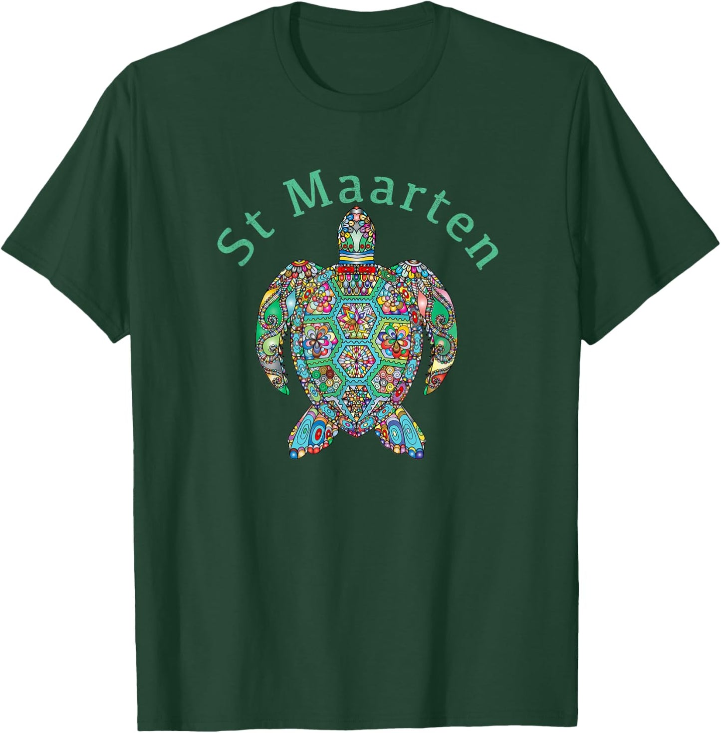 St Maarten Tribal Turtle Gift T-Shirt - T-Shirt | Forest