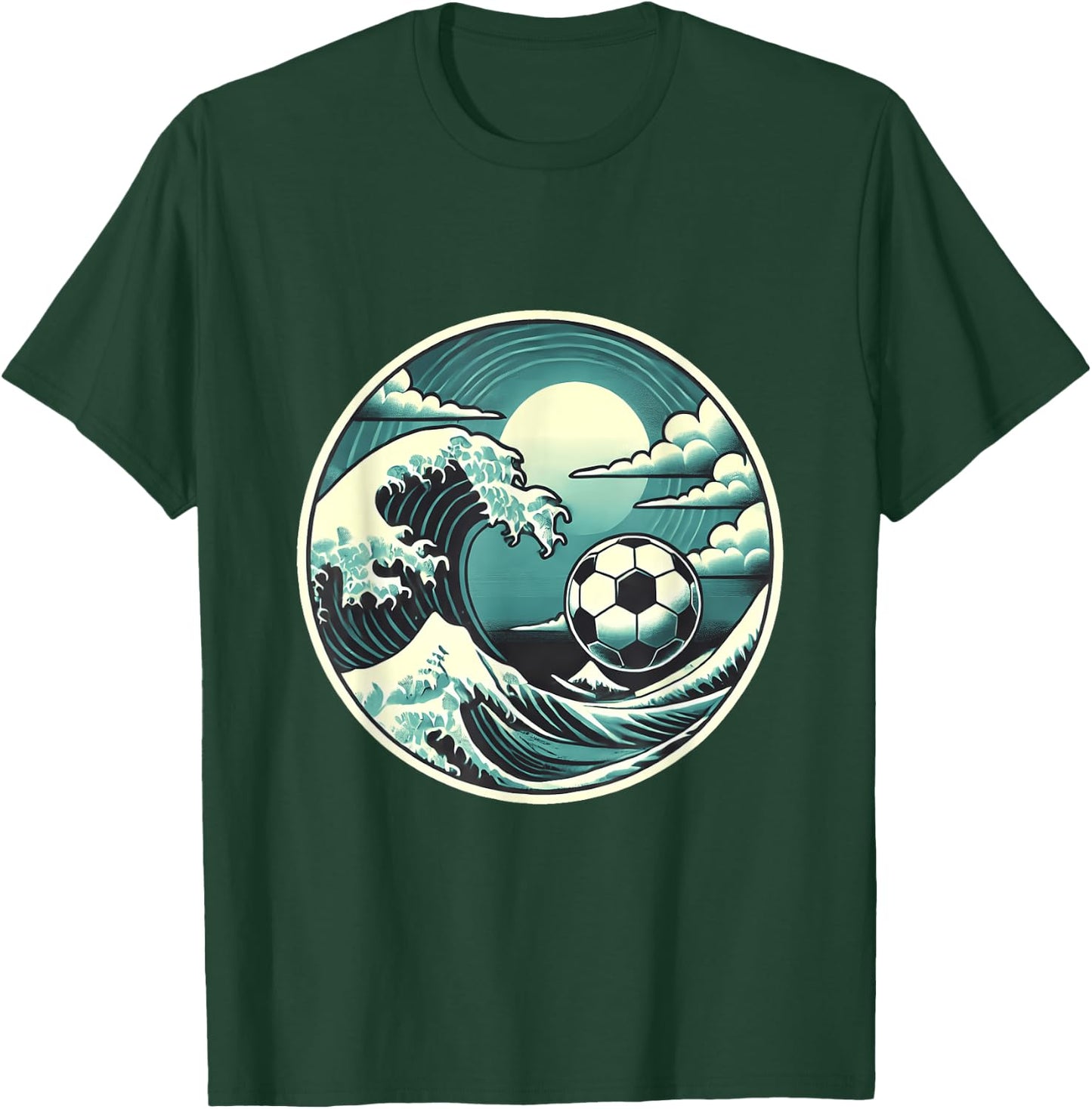 Great Wave with Soccer Ball Serene Sport Design T-Shirt - T-Shirt | Forest
