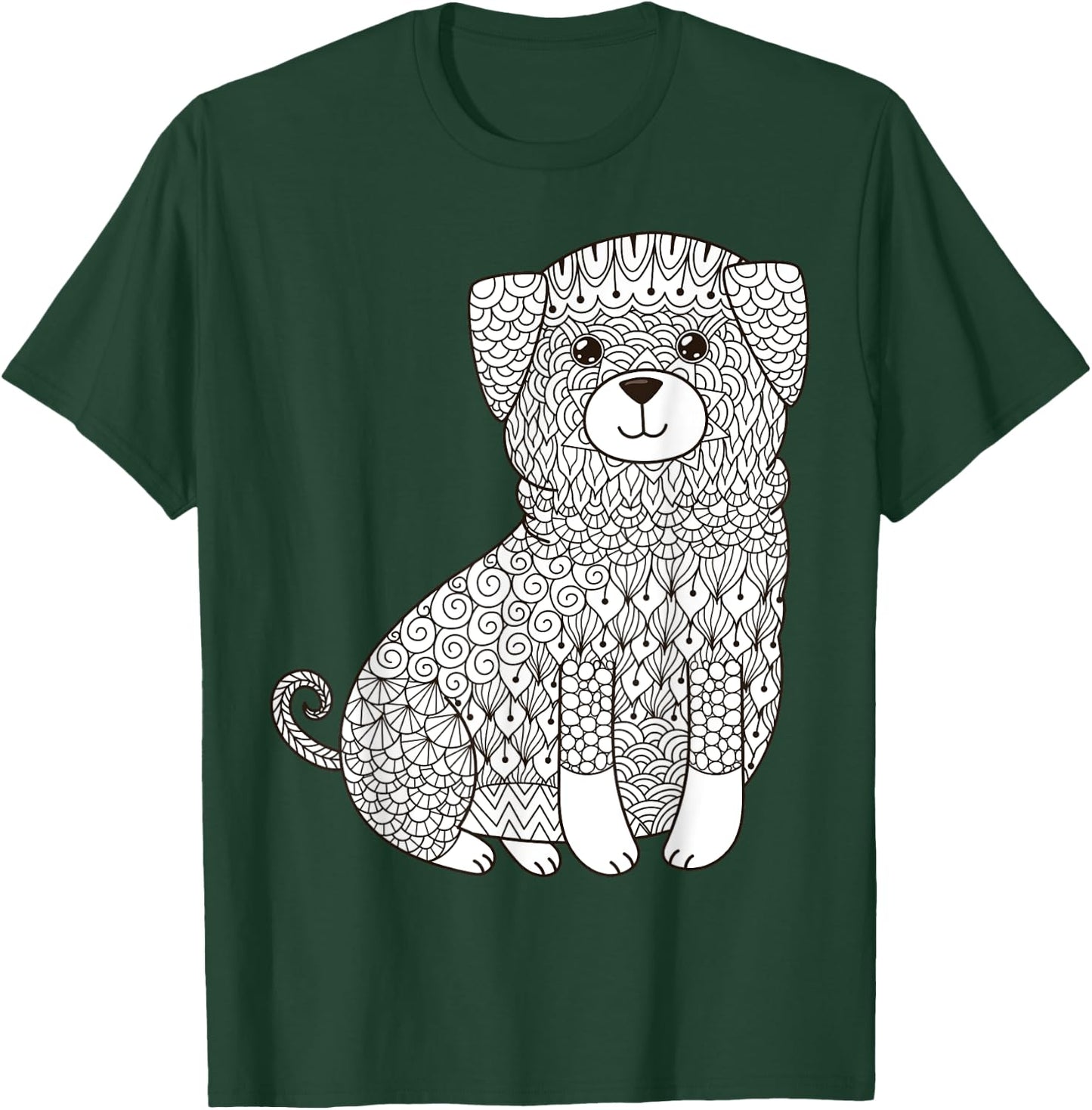 Lovable Mutt Dog - Color Your Own Colorific Design Women Kids T-Shirt - T-Shirt | Forest