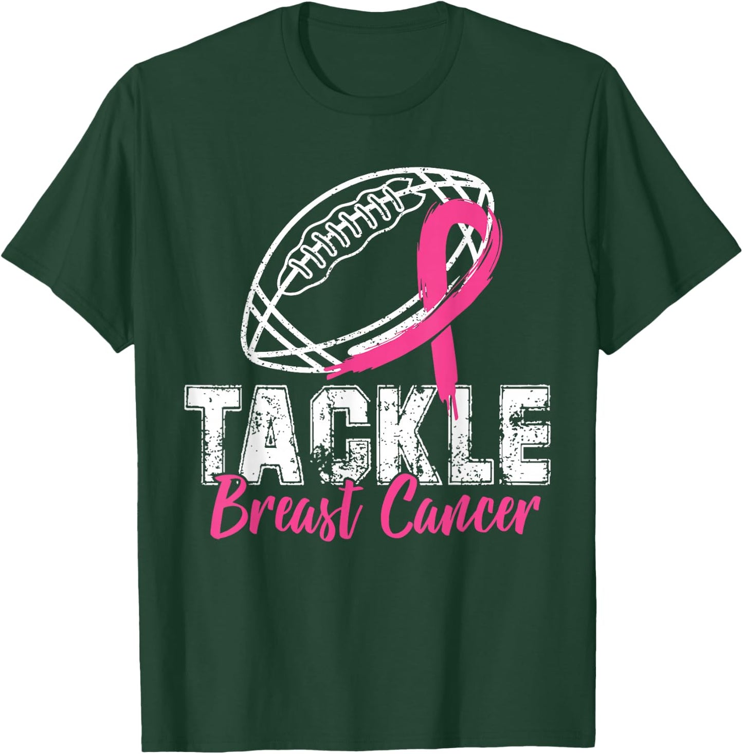 Tackle Breast Cancer Shirt Awareness Football Survivor Gift T-Shirt - T-Shirt | Forest