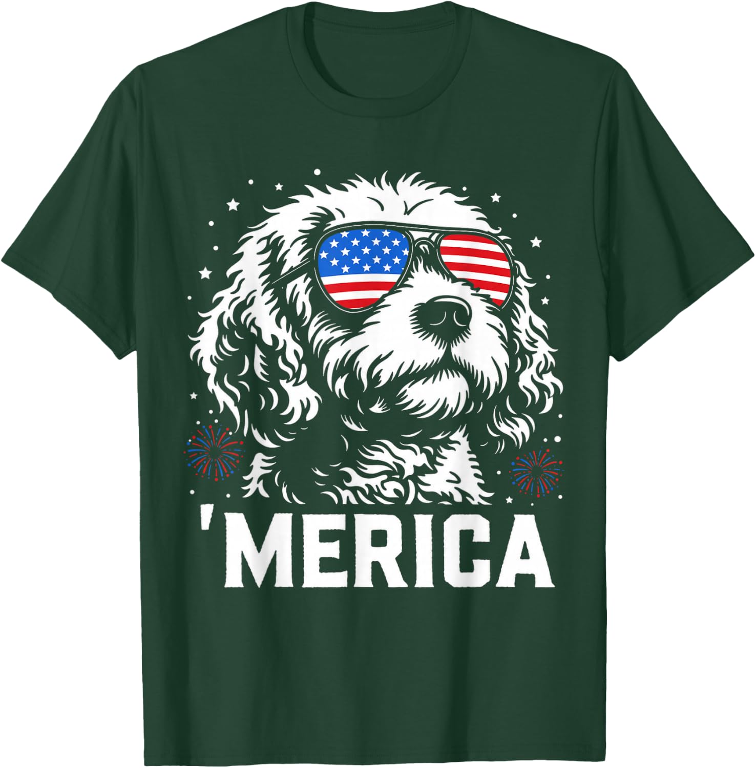 Patriotic Merica Cavapoo Dog US Flag 4th of July Dog Lover T-Shirt - T-Shirt | Forest
