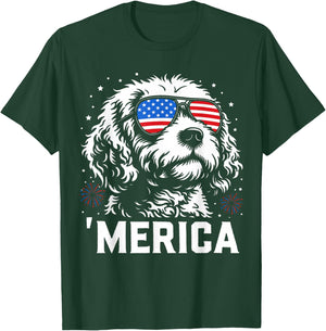 Patriotic Merica Cavapoo Dog US Flag 4th of July Dog Lover T-Shirt - T-Shirt | Forest