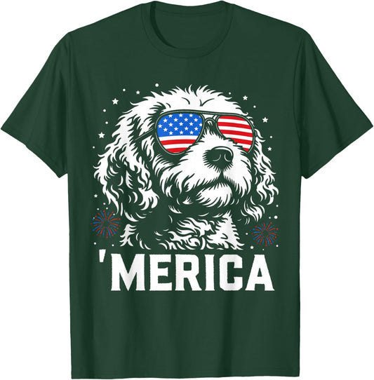 Patriotic Merica Cavapoo Dog US Flag 4th of July Dog Lover T-Shirt - T-Shirt | Forest